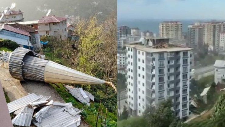 Fırtına vurdu: Minare devrildi, çatı uçtu