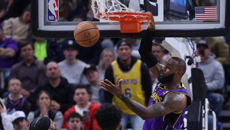 NBA’de uzatmaya giden maçı Lakers, LeBron’un basketiyle kazandı