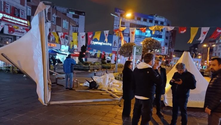 YETERLİ Parti seçim standına taarruz
