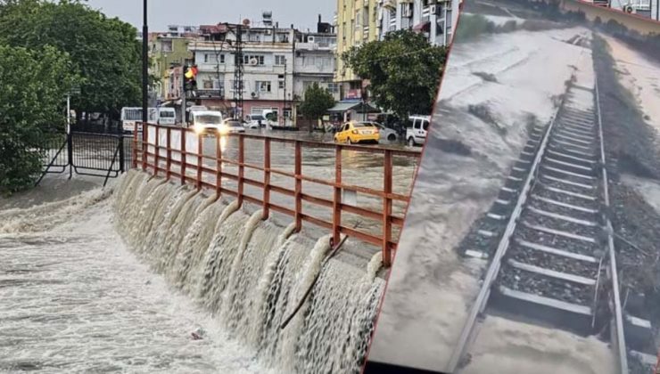 Adana’da sağanak: Yollar göle döndü, tren seferleri durdu