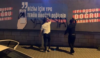 AKP’nin provokatif afişlerine “Yalan” yazdı gözaltına alındı