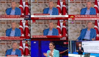 Bu türlü yayın tarihte yok.. Erdoğan 14 kanalda birden konuştu