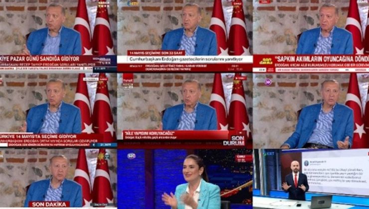 Bu türlü yayın tarihte yok.. Erdoğan 14 kanalda birden konuştu