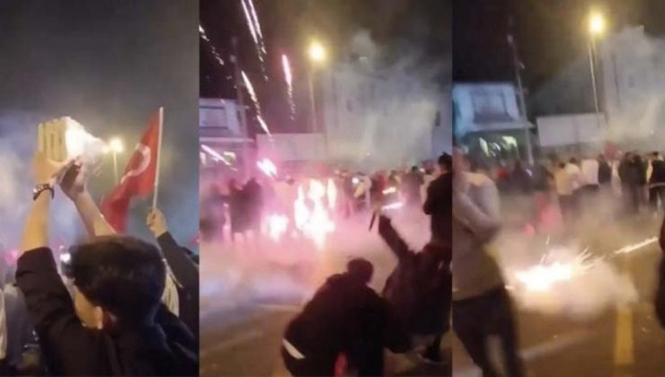 İstanbul’da seçim kutlamasında panik anları: Onlarca kişinin ortasında patladı