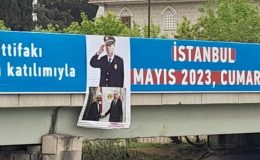 İstanbul’da üst geçitte Gaffar Okkan’lı afişle protesto