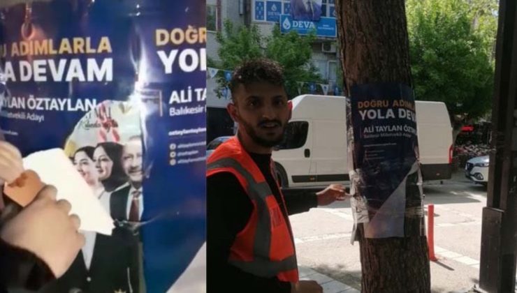 Millet İttifakı afişlerinin üzerine Cumhur İttifakı’nın afişlerini astılar