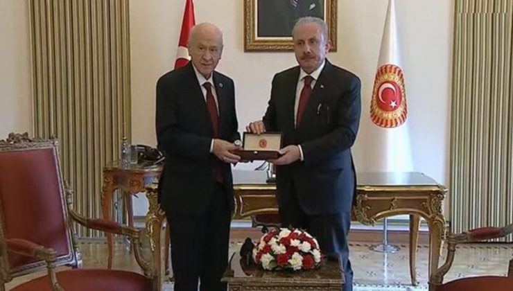 Devlet Bahçeli, Meclis Başkanlığı vazifesini Şentop’tan devraldı