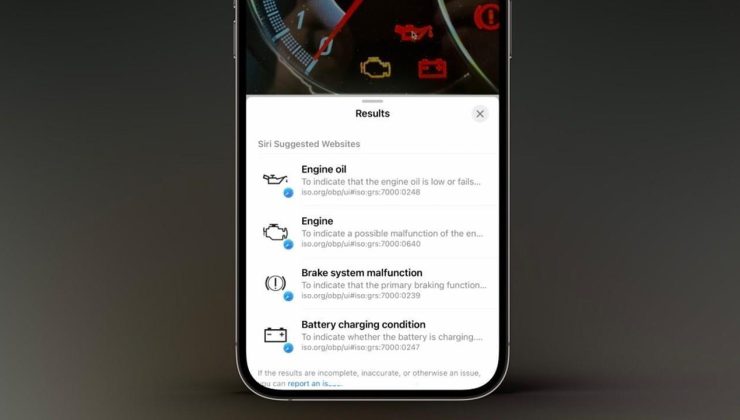 iOS 17, araç gösterge panelindeki uyarı lambalarının anlamını söyleyebilecek