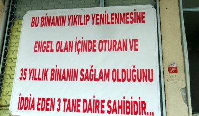 Kentsel dönüşüme karşı çıkan ev sahiplerine pankartlı tepki