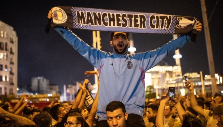 Şampiyonlar Ligi şampiyonu Manchester City’nin sevinci Taksim Meydanı’nda kutlandı