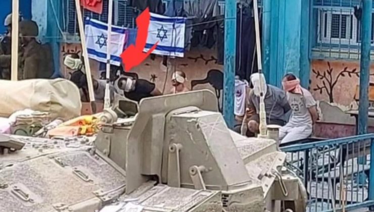 İsrail ordusu Filistinli kardeşleri tankın önünde canlı kalkan olarak kullandı